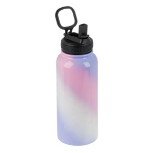 Sticla izoterma cu pai, din otel inoxidabil, Capacitate 1000ml, Roz - Img 2