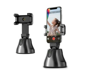 Suport Automat pentru Telefon cu Tracking, Camera, Difuzor, Bluetooth, 360°, Portabil, Negru - Img 1