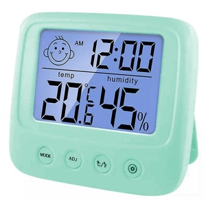 Termometru si higrometru de camera, LCD digital, compact, verde - Img 3