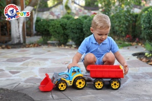 Tractor de jucarie pentru copii 3 ani+, cu excavator frontal si remorca, multicolor - Img 2