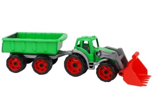 Tractor de jucarie pentru copii 3 ani+, cu excavator frontal si remorca, multicolor - Img 5