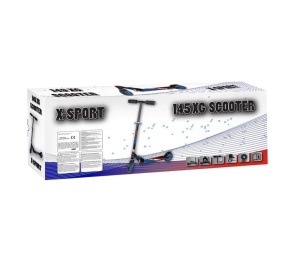 Trotineta din aluminiu cu ghidon reglabil, Greutate maxima 100 kg, Albastru cu rosu - Img 2