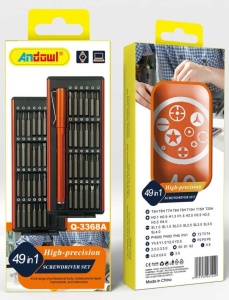 Trusa surubelnita de precizie 49 in 1, universala, pentru electronice mici, negru-portocaliu - Img 4