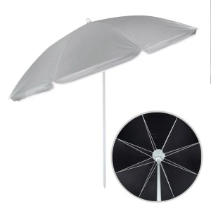 Umbrela Plaja cu Protectie Solara UPF 50+, Cadru Metalic, Ø 1.80m, Negru - Img 1