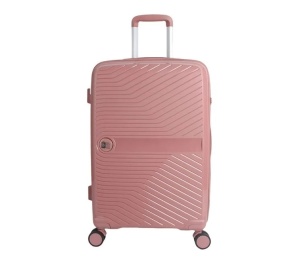 Valiza Troler cu Dungi Reliefate, 3 manere si 4 roti rotative, capacitate 25 kg, 87L, 48x28.5x75.5 cm, roz - Img 1