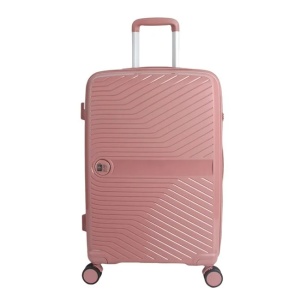 Valiza - Troler, Model cu dungi reliefate, Capacitate 33L, Culoare roz - Img 2