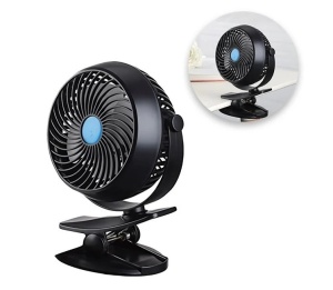Ventilator reincarcabil de masa cu clips, 3 trepte de viteze, Putere 4W, Negru