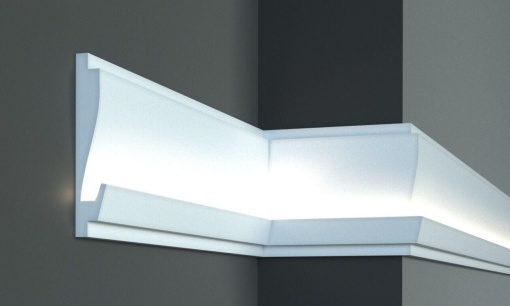 Profil pentru banda LED din polistiren extrudat acoperit cu rasina minerala KD405 - 18x3.5x115 cm