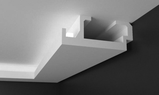 Profil pentru banda LED din polistiren extrudat acoperit cu rasina minerala KD408 - 19.5x8x115 cm