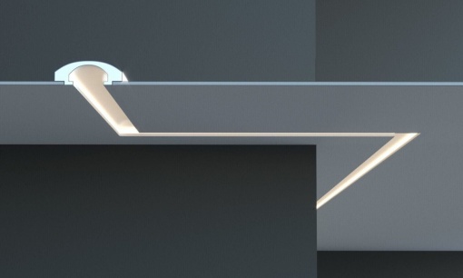 Profil pentru banda LED din polistiren extrudat acoperit cu rasina minerala KD113 - 6x16.5x115 cm