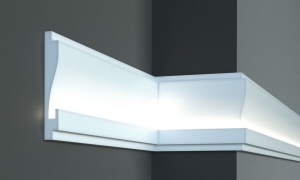 Profil pentru banda LED din polistiren extrudat acoperit cu rasina minerala KD404 - 18x2.5x115 cm - Img 1