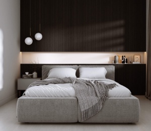 Panou riflat 3D Onda, Negru, 270x11.2cm, Lamelio - Img 2