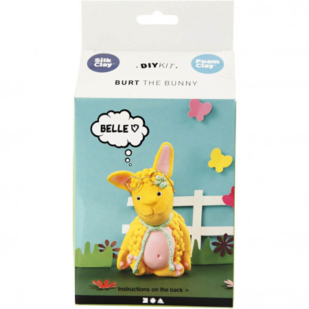 Kit iepurasul Burt din plastilina Silk Clay si Foam Clay