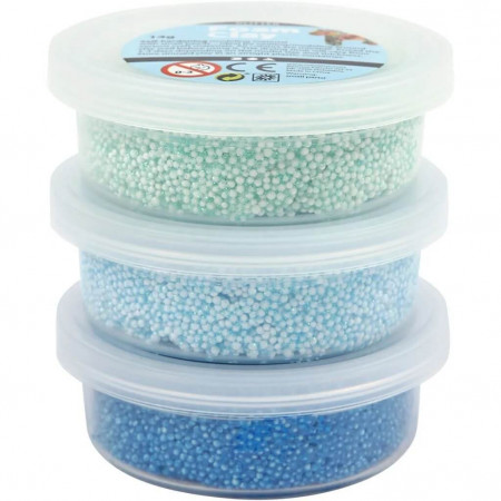 Set spuma de modelat Foam Clay, 3 culori metalice, albastru