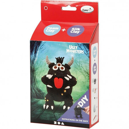 Kit monstru negru - din plastilina Foam Clay si Silk Clay