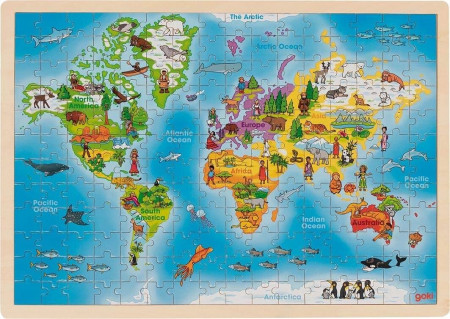 Puzzle din lemn Goki Harta Lumei