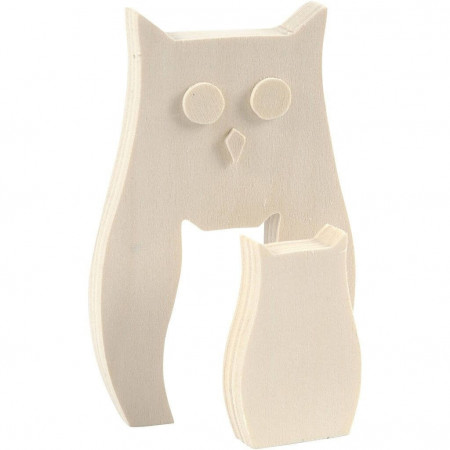 Figurine 2 in 1, din lemn, bufnite