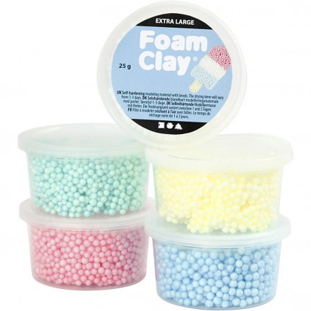 Set spuma de modelat Foam Clay, 5 culori asortate, 25 g