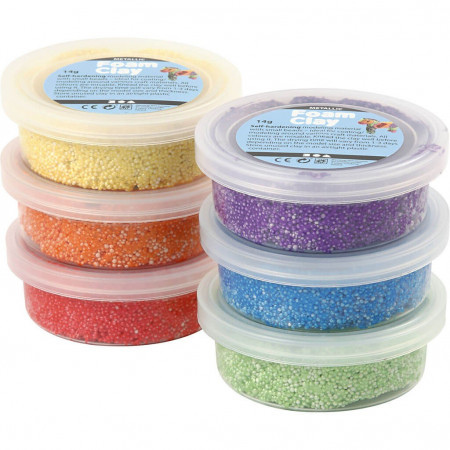 Set spuma de modelat Foam Clay, 6 culori metalice