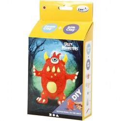 Kit monstru rosu - din plastilina Foam Clay si Silk Clay - Img 1