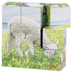 Puzzle cuburi Goki animale la ferma 9 piese - Img 1