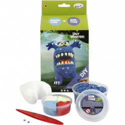 Kit monstru albastru - din plastilina Foam Clay si Silk Clay - Img 2