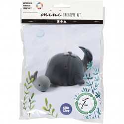 Mini kit creativ din plastilina Silk Clay - Balena si pui - Img 2