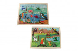 Puzzle animale 2 in 1, din lemn, Magni Toys - Img 1