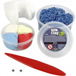 Kit monstru albastru - din plastilina Foam Clay si Silk Clay - Img 3