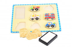 Puzzle vehicule din lemn, cu stampile, Magni Toys - Img 2