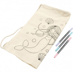 Set creativ rucsac panza pentru colorat si markere - model sirena - Img 2