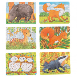 Set 6 puzzle-uri lemn Goki - Animale din padure - Img 1