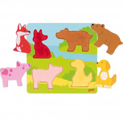 Puzzle senzorial din lemn Goki - Animale - Img 1