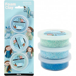 Set spuma de modelat Foam Clay, 3 culori metalice, albastru - Img 3