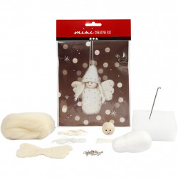 Mini kit DIY Ornamente Craciun pentru bradut - Ingeras din lana - Img 1