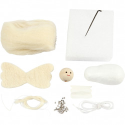 Mini kit DIY Ornamente Craciun pentru bradut - Ingeras din lana - Img 3