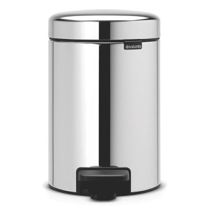 Cos de gunoi NEWICON - cu pedala, capac cu inchidere intarziata - 12 L - inox alb - 411x338x251 mm