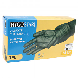 Manusa de unica folosinta ALLFOOD Thermosoft din TPE (elastomer termoplastic) marime XL - fara pudra - culoare negru - 200 buc