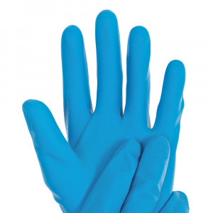 Manusi protectie chimica din latex - SATIN BLUE - clorurate pe ambele parti - marime M, culoare albastru - 30 cm - Img 3