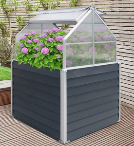 Mini sera cu pat ridicat din aluminiu - inchidere policarbonat1.2x1.2x1.69 m, 1.44 m ², antracite