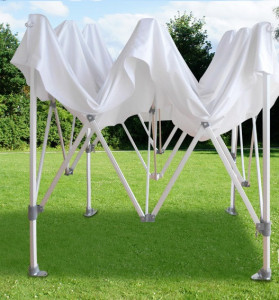 Pavilion pliabil FLEXPRO TRAPEZO - dimensiune 3x3m - culoare alb, complet impermeabil, inclusiv pereti si podea din PVC - Img 5