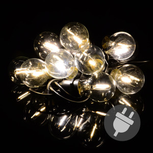 Ghirlanda luminoasa LED cu 10 becuri deco - diam. 6 cm - cablu 12 metri - lumina alba calda, IP44