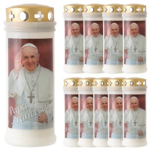 Lumanare alba LUMINO L40 tip candela - Papa Francisc - dimensiune 17x6,5 cm - 2 bucati - Img 4