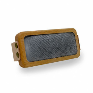Perie durabila pentru blana de caine IRIS - indeparteaza substratul blanii - 12x6 cm - din lem de fag, maner din piele tabacita vegetal - Img 3
