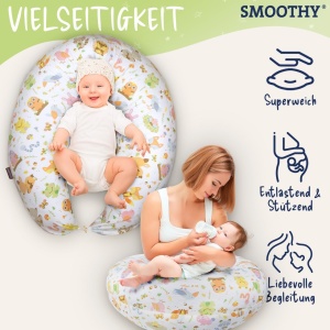 Pernă de alăptare - pozitionare pentru mama SMOOTHY® XXL Premium pentru dormit pe o parte - husa din bumbac - umplutura cu perle EPS - Img 5