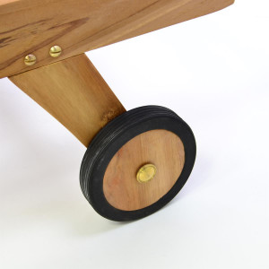 Sezlong cu roti Divero din lemn de salcam - cu roti - 197x65x35 cm - Img 4