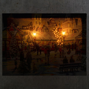 Tablou iluminat 2 leduri cu timer - 30x40cm - print digital pe canvas - Targ de Craciun - Img 2