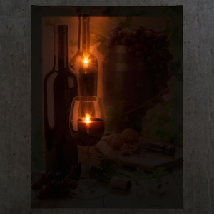 Tablou iluminat 2 leduri cu timer - 30x40cm - print digital pe canvas - seara cu vin - Img 2