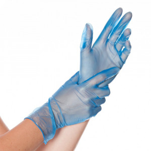 Manusi unica folosinta CLASSIC BLUE - Vinyl albastru usor pudrate - calitate extra light - marime XL - 100 buc