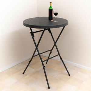 Masa inalta tip Bistro pliabila - 80x80x110 cm - rotunda ABS antracit - ratan look - Img 6